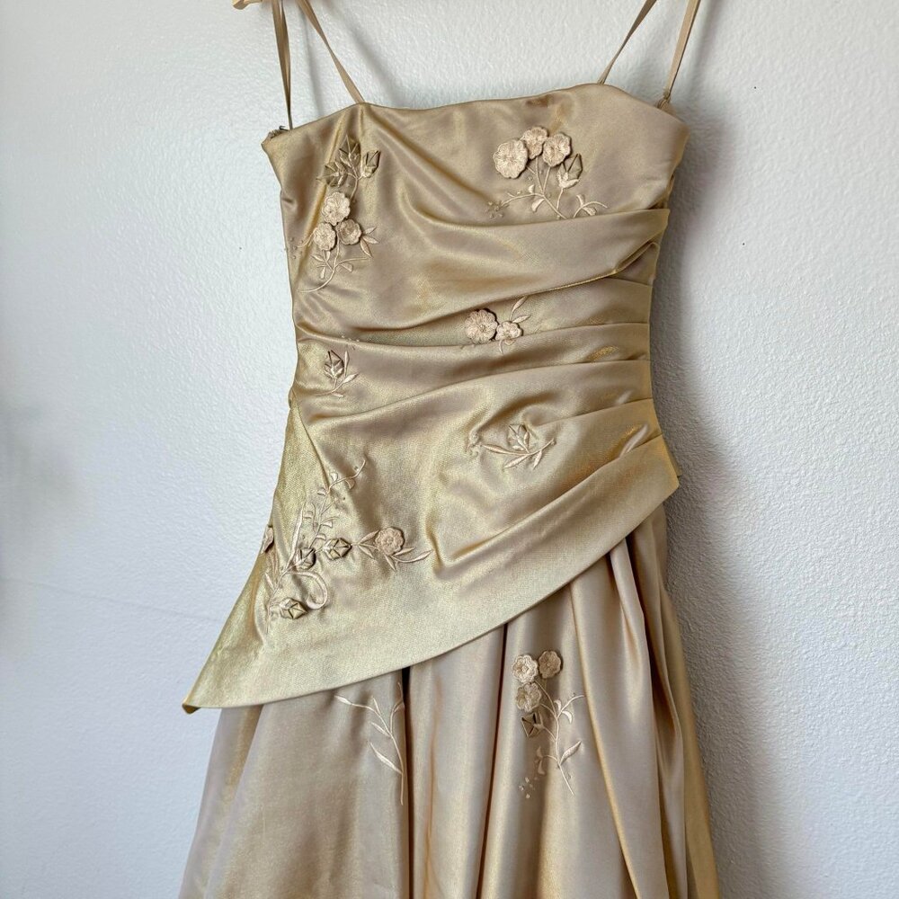 90's/Y2k Cache Xs/S Strapless Iridescent Beaded F… - image 3